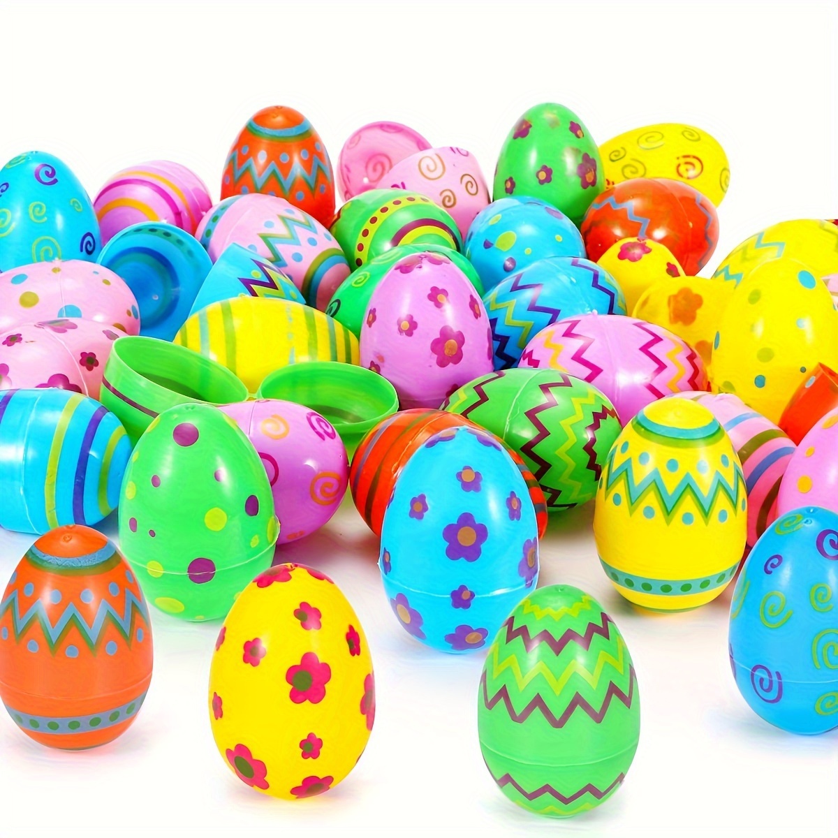 Huevos rellenos de juguetes, 48 piezas, huevos sorpresa rellenos, coloridos  huevos de plástico precargados con diferentes tipos de juguetes pequeños