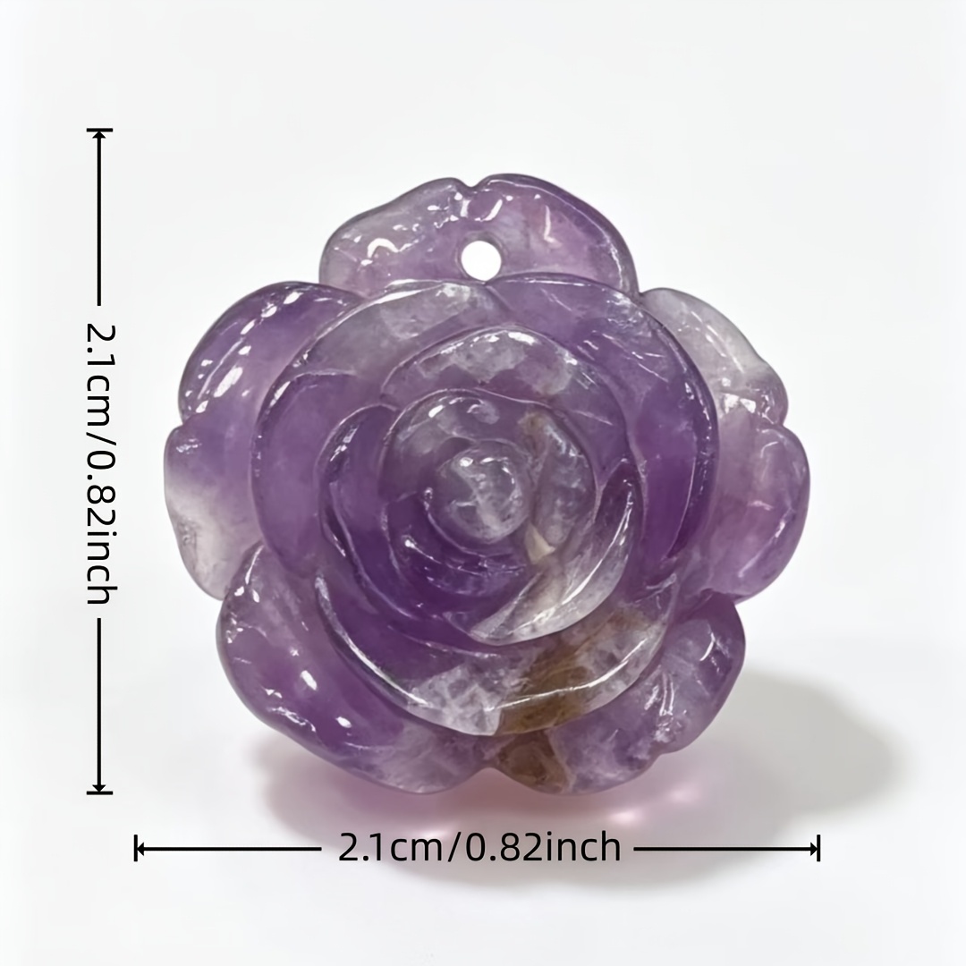 Natural Amethyst 3D Rose Pendant