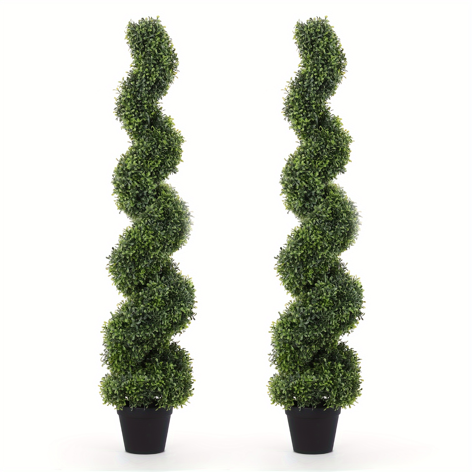 

2pack Artificial Boxwood Spiral Topiary Tree Fake Pine Greenery Plants Plastic Decorative Trees For Porch Home Office Indoor Outdoor