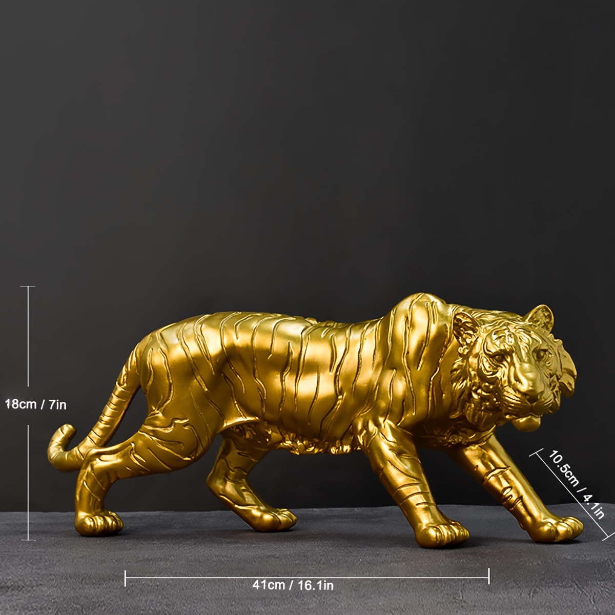 Image of 1pc Resin Statue Ornament, Modern Living Room Tv Cabinet Decoration, Office Desktop Tiger Sculpture, Luxury Handicraft Decoration, Suitable For ' Gift