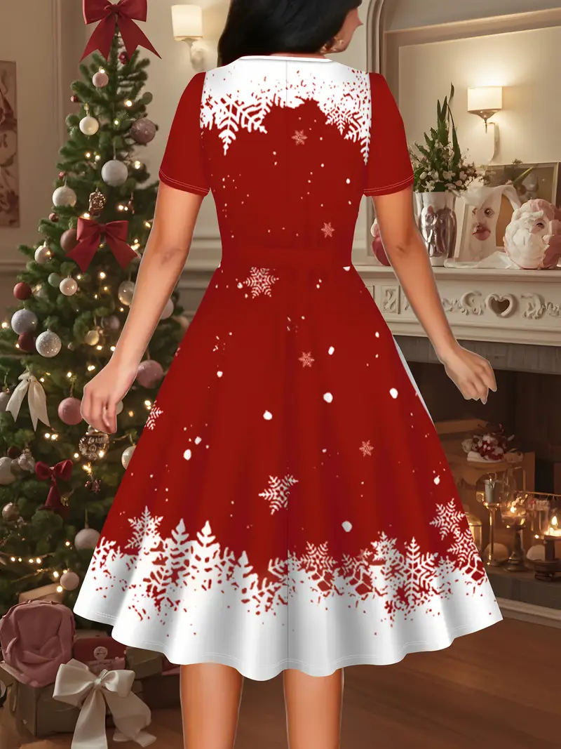 womens elegant holiday snowman flake print spliced trendy - Temu Mauritius womens elegant holiday snowman flake print spliced trendy - Temu Mauritius
