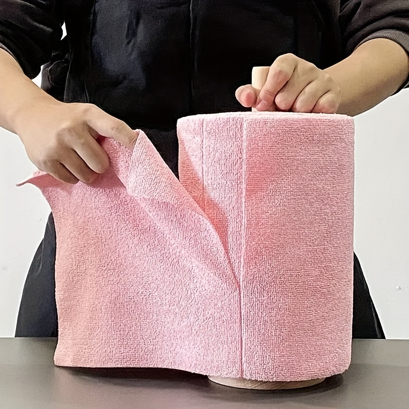 TEMU 1 Roll Pink (1m/3.3ft) Heavy Duty Reusable Cleaning Cloth - Super Absorbent Quick-drying Pink Cloth Roll, Soft Dish Towel & Kitchen Rag For Dishwashing, Countertops, Floors - Cut Into