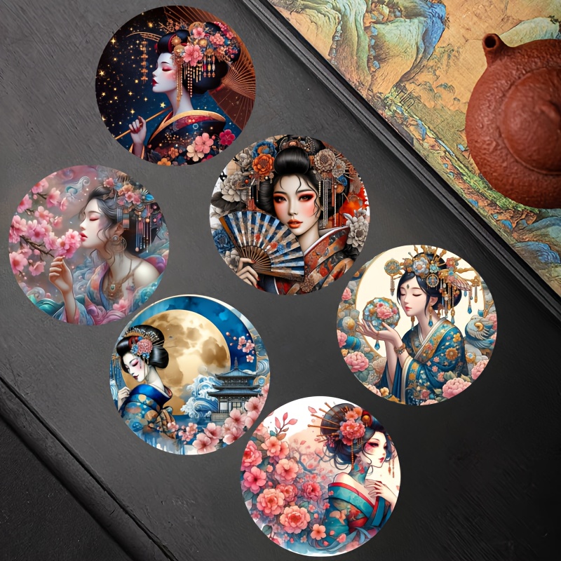 TEMU 6pcs Set Luxury Peacock Art Wooden Coasters Water Absorbent Anti Slip Heat Insulated For Home Office Party Decor High-quality Durable Drinkware