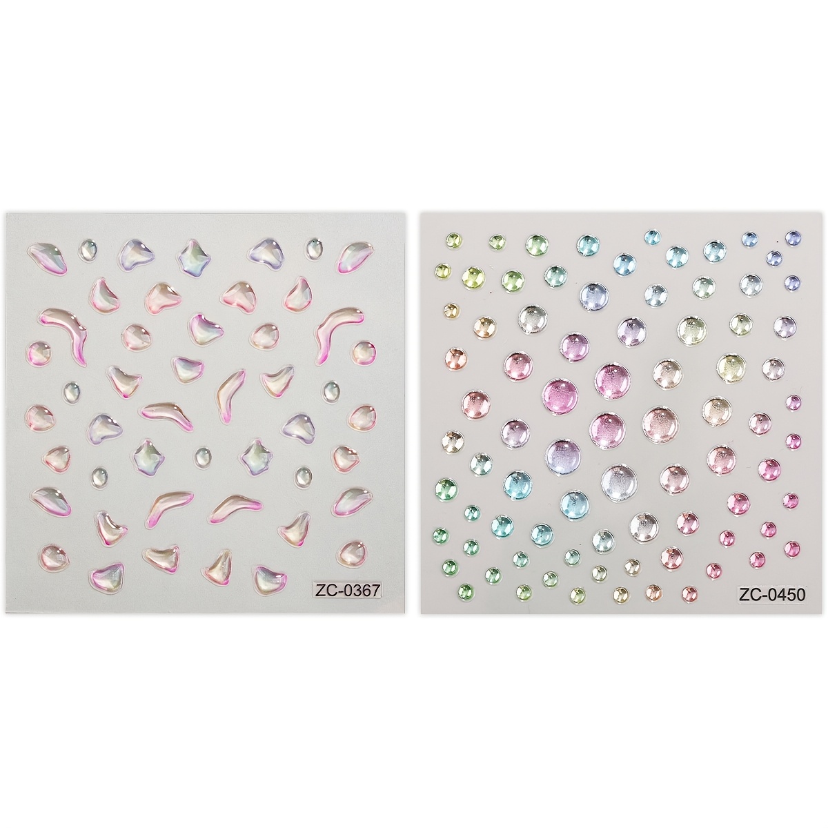 2pcs 5d Colorful Glass Bead Jelly Nail Art Sticker Crystal Self-adhesive Nail Decals For And Women Nail Art Decoration Manicure Additions