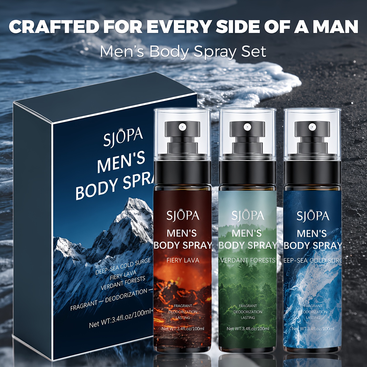 TEMU ['s Fragrance Spray 3pcs Set] Long-lasting Scent, 3 Different Scents, Deodorizing, 3.4 Fl Oz/bottle, Compact And Portable, Perfect For Holiday