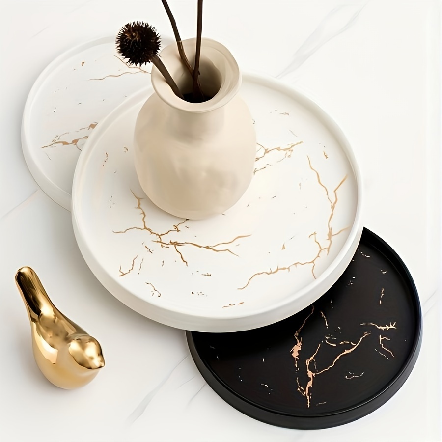 

Decorative Tray Molds, Round Epoxy Resin & Cement Design With Golden Accents, Multipurpose Storage Organizer Molds For Home Decor, Perfect For Plant Bases, Jewelry, And Accessories