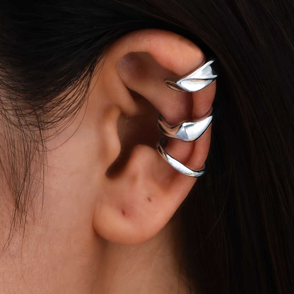TEMU Juego de 3 de oreja de línea irregular, accesorios de moda y a , aretes , elegantes y con estilo