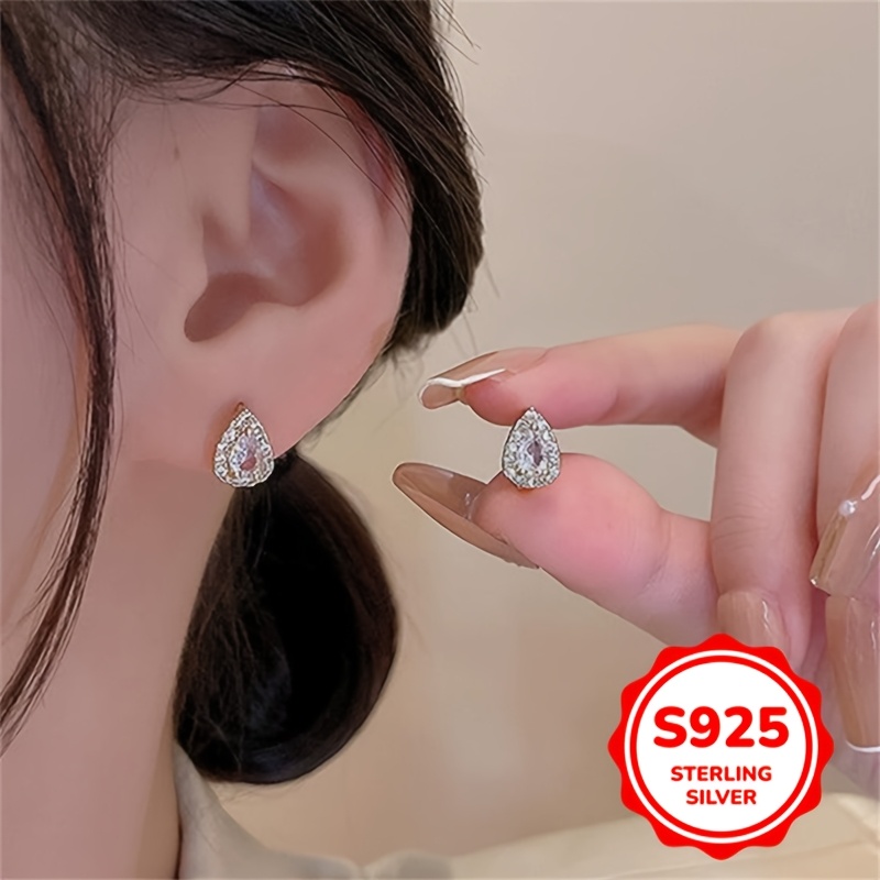 

2.3g Sterling S925 Silvery Vintage Retro Simple Elegant French Mini Zirconia Ear Clips Earrings For Women Girl Birthday New Year Party Jewelry Gift