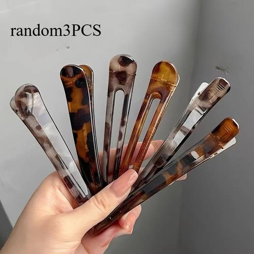 item picture random 3pcs goddess style leopard print duckbill hair clips large single prong hairpins for the back of makeup side bangs and daily wear suitable for