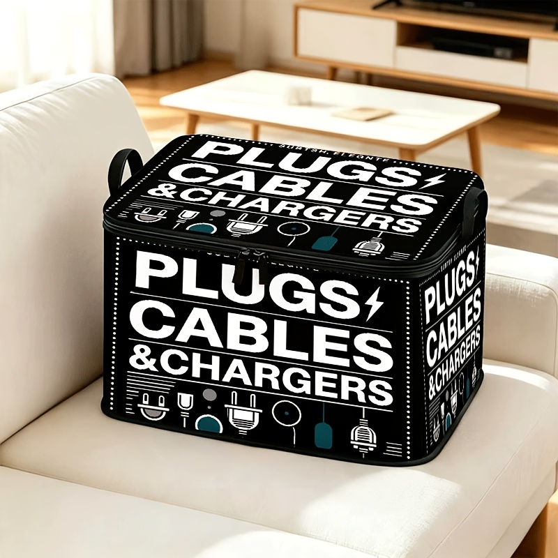 Plug Cable Icon Pattern Storage Box for Home Organization