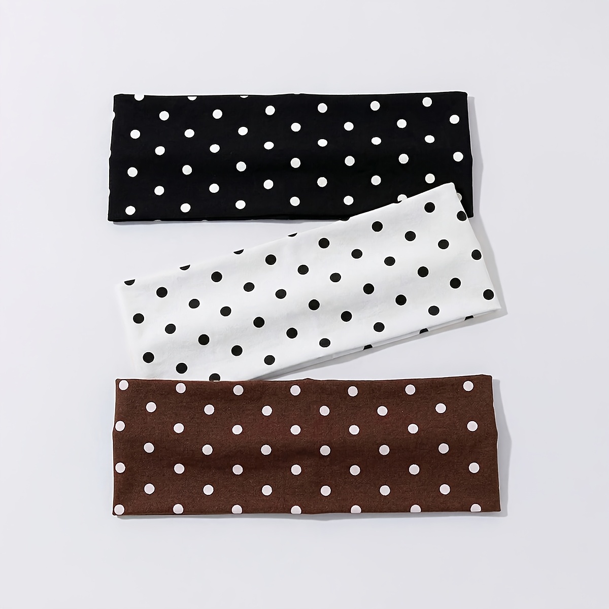 TEMU 3pcs Polka Dot Women's Headbands, Elastic Soft Vintage Hair Ties, Suitable For Yoga, Workouts, Makeup, Sports Headbands, And Summer Hair