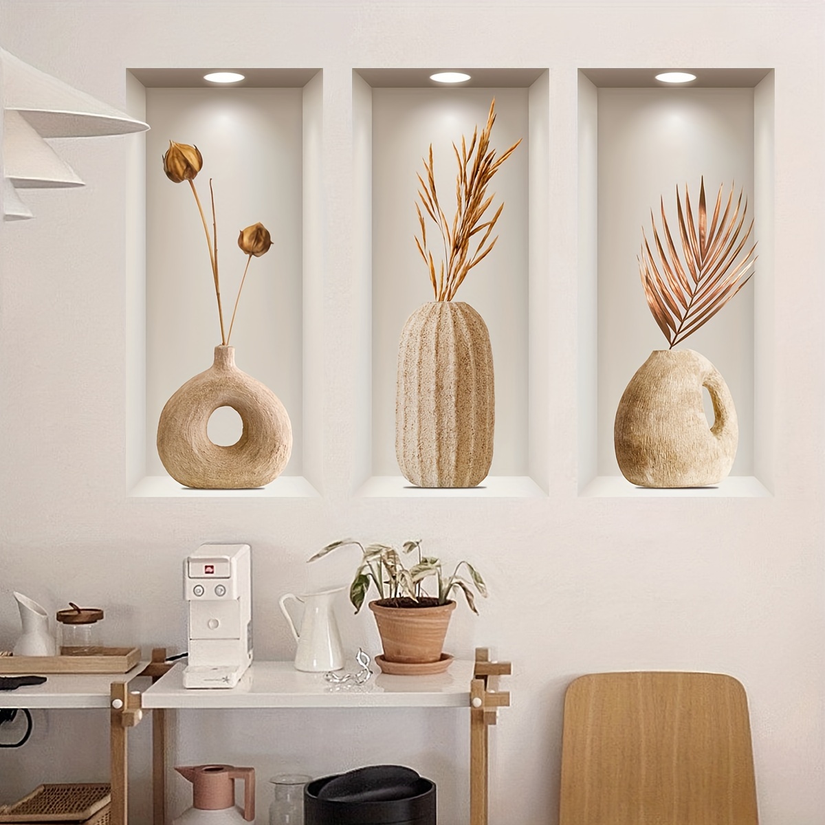 

A Set Of New 3d Effect Wall Stickers, Artistic For Background Decoration, Suitable For And Living Rooms.