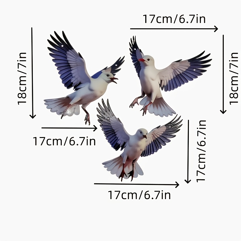 TEMU 2d Flat, 3pcs Plastic Seagull Wall Decor Suitable For Bathroom, Living Room, Patio - Nautical Coastal Flying Bird Carvings, Horizontal