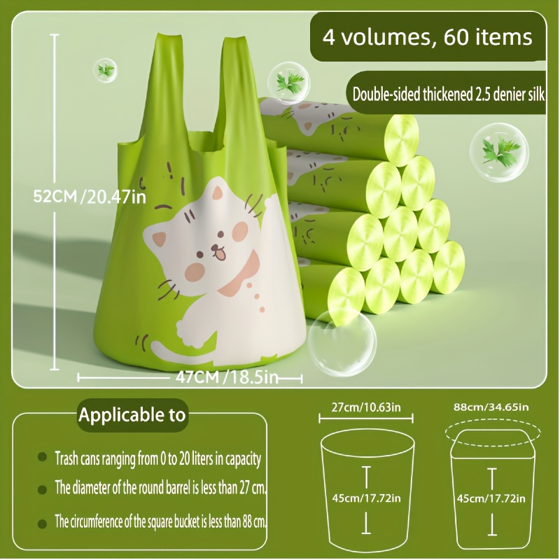 2 Rolls/30pcs And 4 Rolls/60pcs Garbage Bags, Vest Garbage Bags, Hand-held Extra Thick Drawstring, Practical Cleaning Bags For Kitchen Waste, Bin Bags