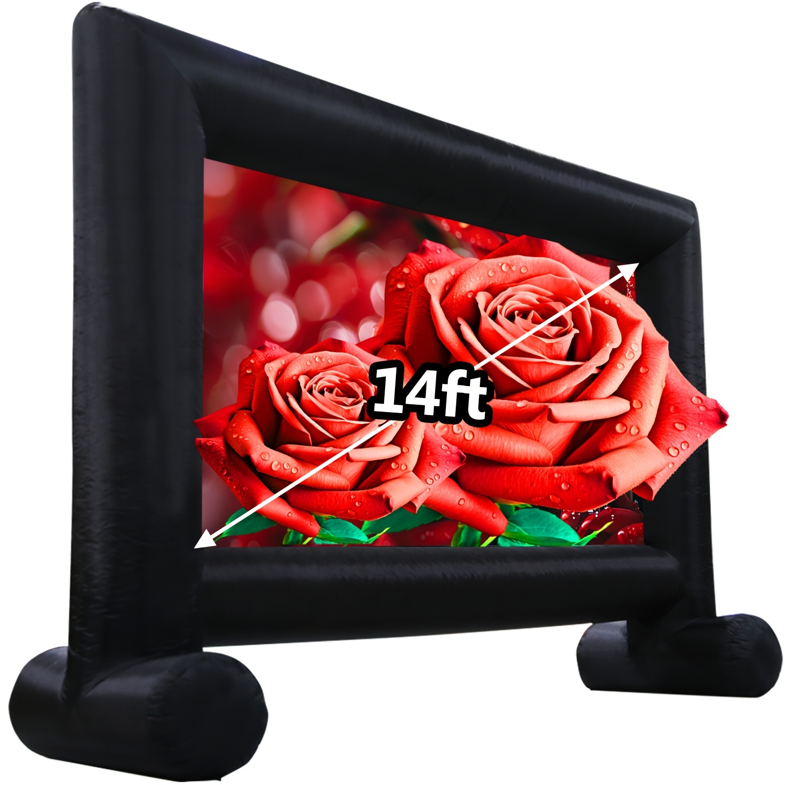 TEMU 14 Feet Inflatable , Inflatable Movie Screen Outdoor Blow Up Movie Screens Supports Front And Rear Projection