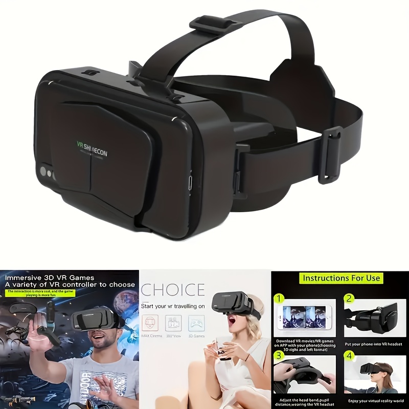 

1pc 3d Vr Headset For Iphone/ - Sensor, Comfortable Pvc Material, Design, With Controller & Manual - Ideal For Role-playing Games