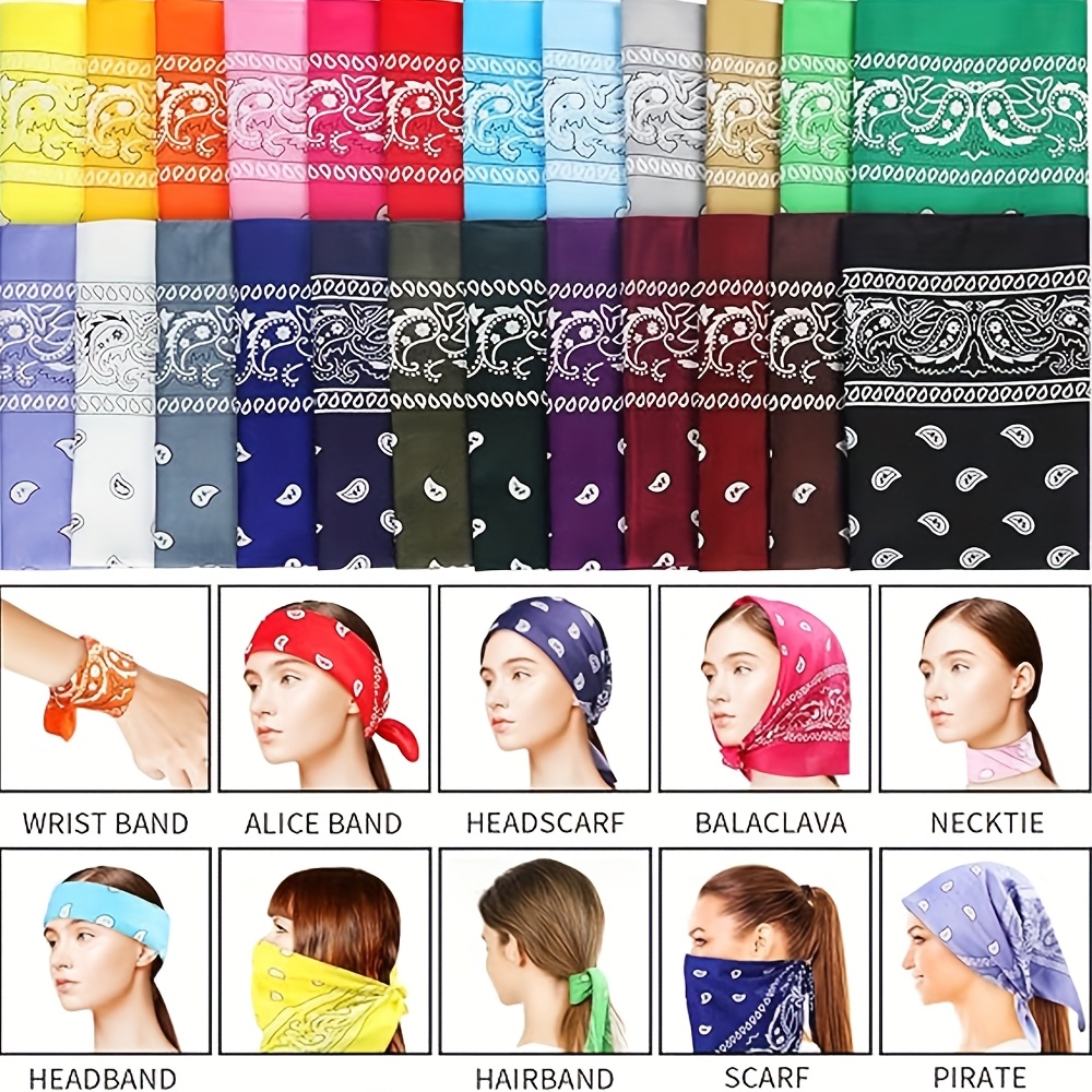50pcs paisley pattern scarves for men and women multi functional use as bandanas headbands or neck scarves in assorted colors