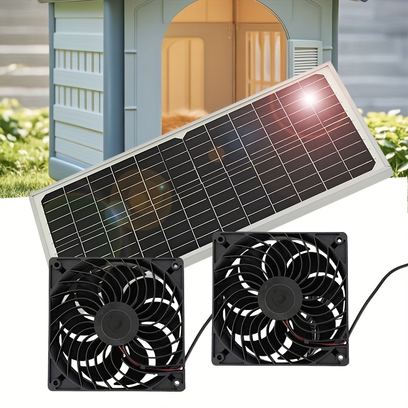 1pc solar dual fan intelligent ventilation system for chicken coops rabbit cages pet houses air purification greenhouses tents rvs outdoor workshop air circulation