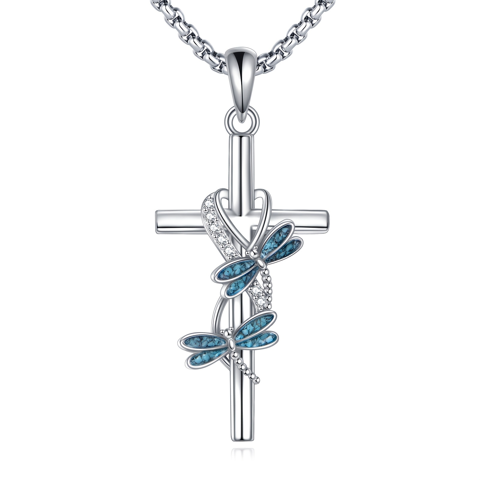 Image of Dragonfly Necklace Made Of 925 Sterling Silver With Synthetic Synthetic Zirconia And Turquoise - Dragonfly Pendant For Women/mothers, Suitable For - Elegant Nature-themed Gift