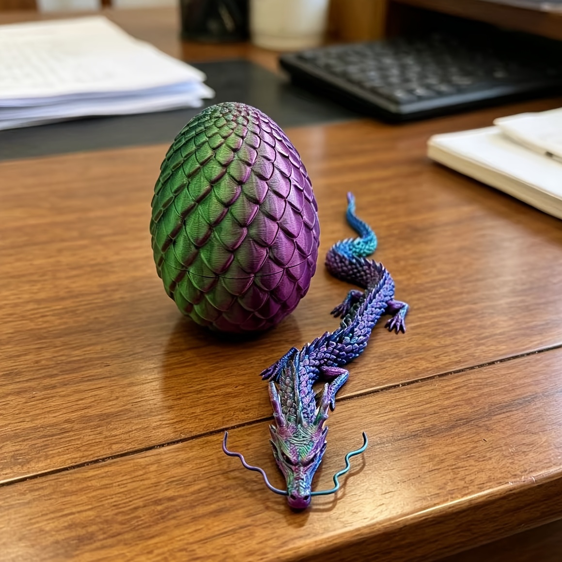 TEMU 2pcs Dragon And Dragon Egg Set, 30cm Dragon And 8.5cm Egg, Random Colors, Fantasy Sculpture Toy Ornament, Suitable For Easter, Christmas,