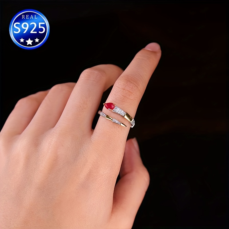 S925 Silver Rose Cut Synthetic Gemstone Ring Gift Boxed