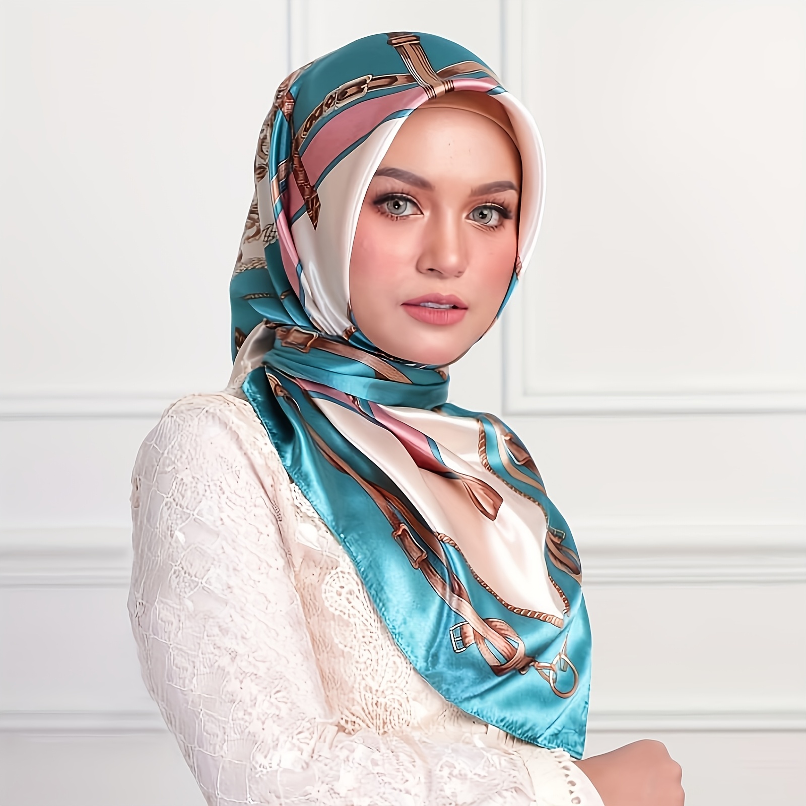 35 43 inch fashion printed square scarf satin shawl Temu