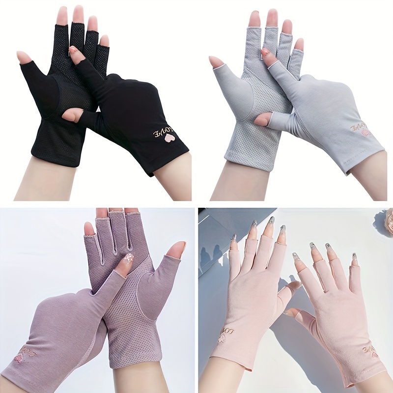 Solid Color Thin Breathable Gloves Elastic Uv Protection - Temu