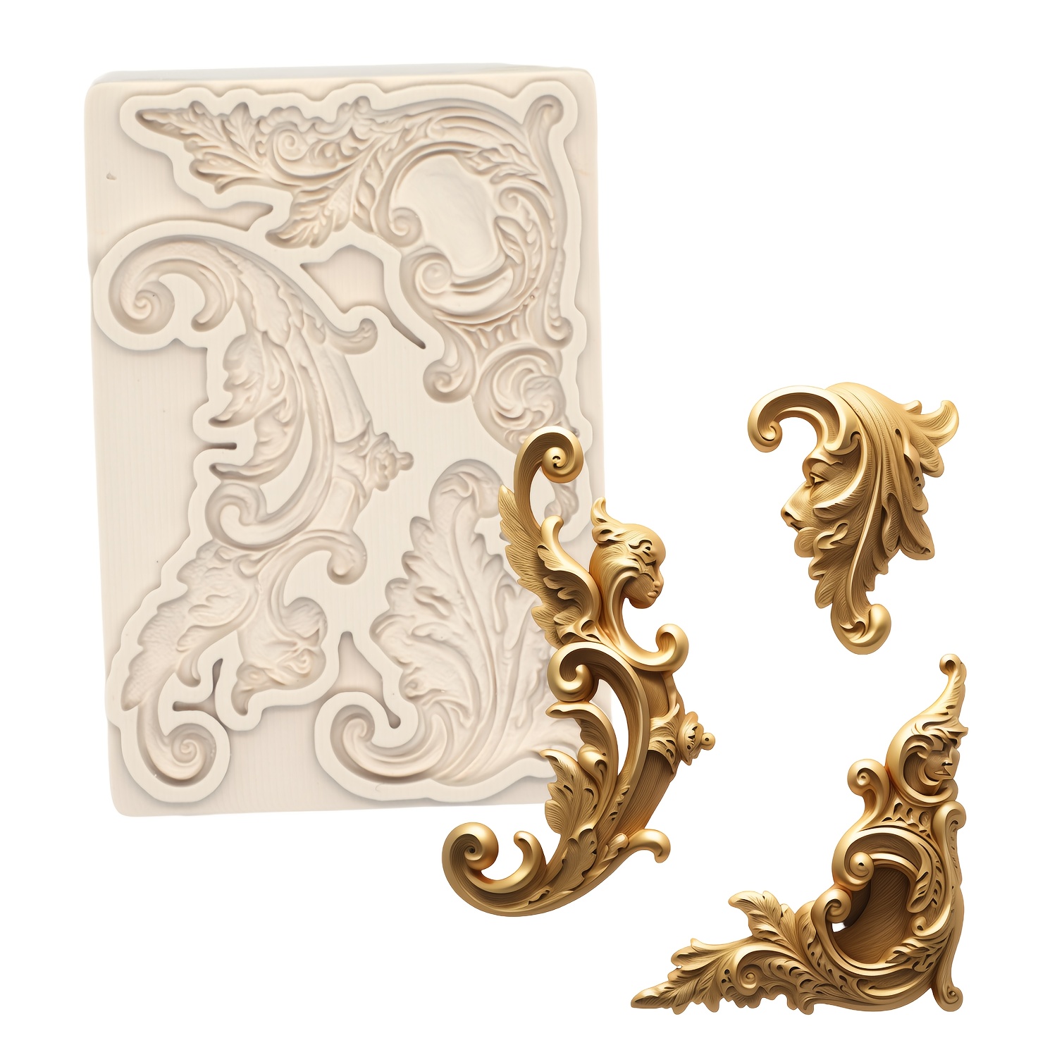 

Elegant Baroque Scroll Silicone Mold For Fondant, & Chocolate - Intricate Design For Diy Baking, Cake Decorating, Party Accents & Day Gifts, Cake Decorating Supplies