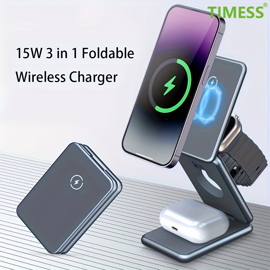 Pd 3in1 Magnetic Wireless Charger Usb Type C Foldable Dock For Iphone 15 14  13 12 Pro Max Plus Mini Airpod Watch - Temu United Kingdom