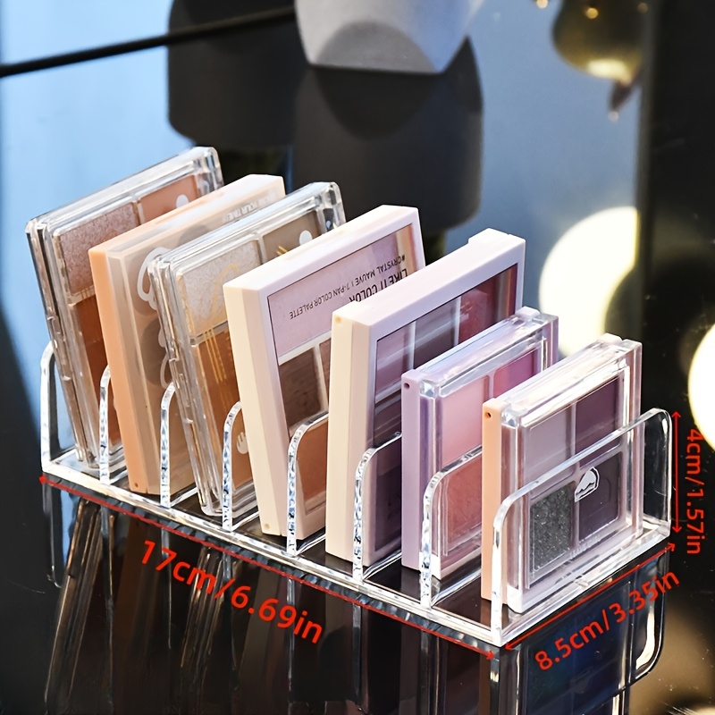 TEMU A Transparent Acrylic Makeup Organizer With 7 Slots, Suitable For Storing Eyeshadow Palettes, Contour Kits, Cds, And Eyewear Accessories -