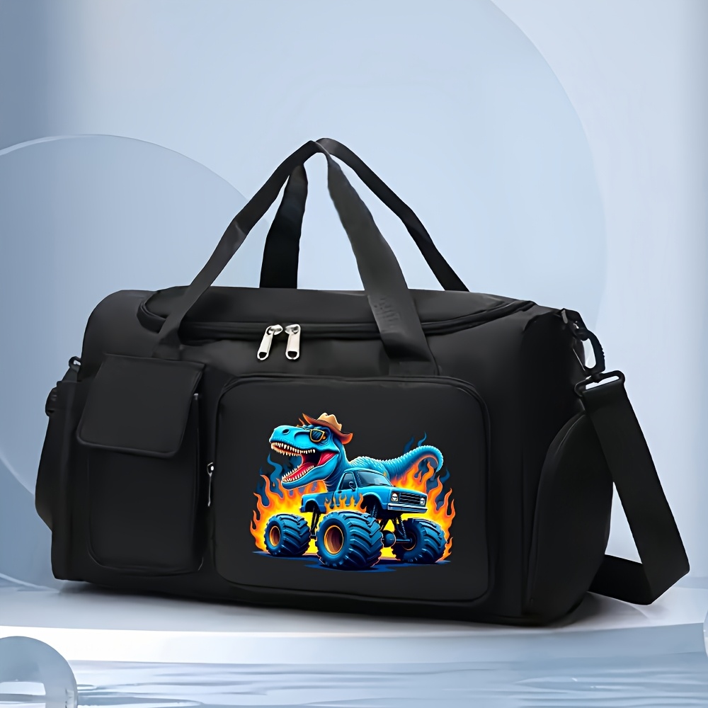 TEMU 1pc Monster - Truck Gym & Travel Duffel Bag - Large Capacity Lightweight Oxford Cloth Tote With Adjustable Shoulder Strap, Multipurpose Portable