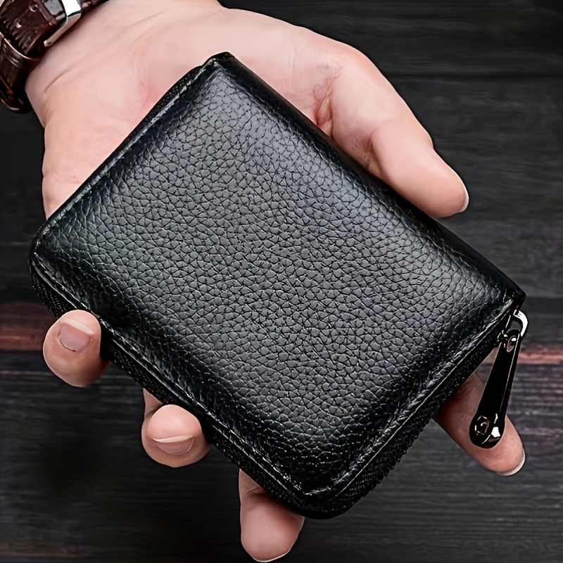 

Pu Leather Card Holder Wallet, Casual Style, Multi-purpose, Rfid Blocking, Secure Zippered Passport & Document Organizer, With Multiple Credit & Business Card Slots, Waterproof & Durable