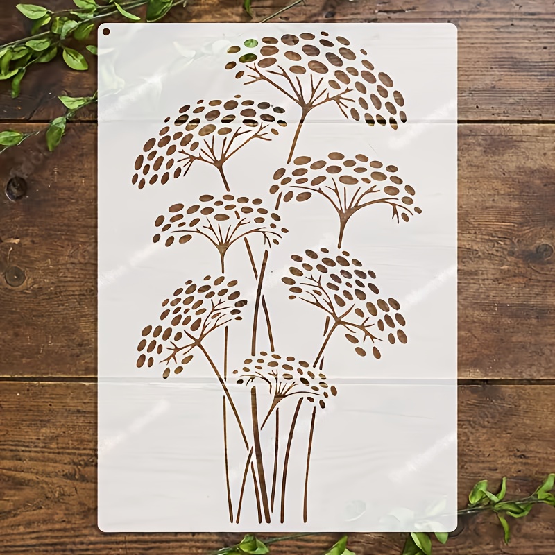 TEMU Painting Template, Size 8..7 Inches | Reusable Floral Plant Stencil For Crafting | Ideal For Painting On Walls, Canvases, Scrapbooks, Journals