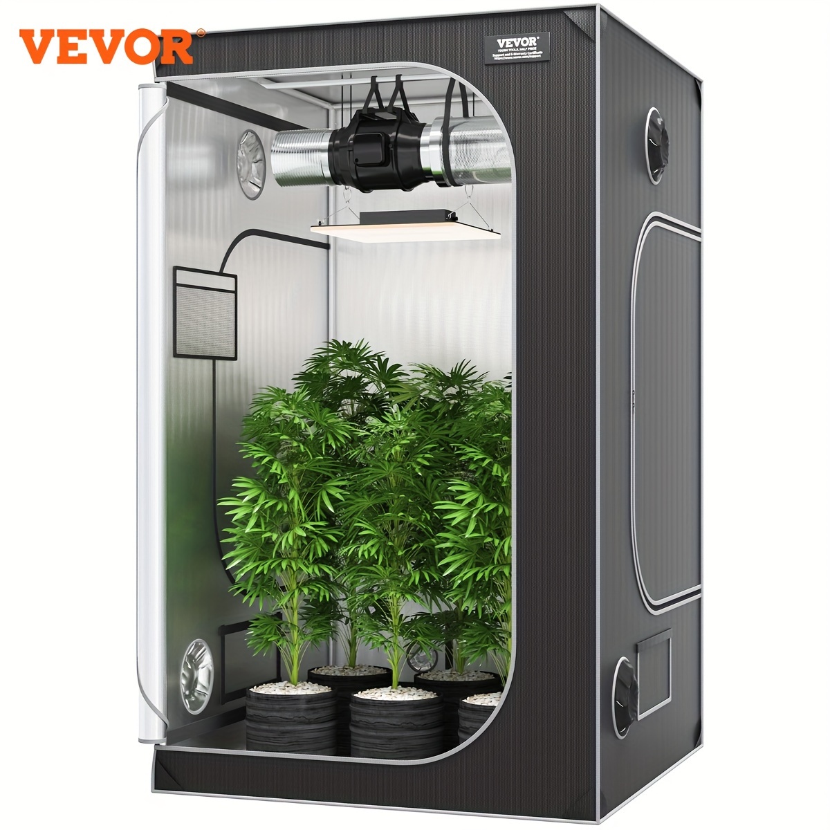 

Vevor , 48"x48"x80" - High-reflective 2000d Mylar, Metal Frame With Window, Tool Bag & Floor Tray - Ideal For Indoor Hydroponic Plant Growing, Black, Indoor Grow Tent