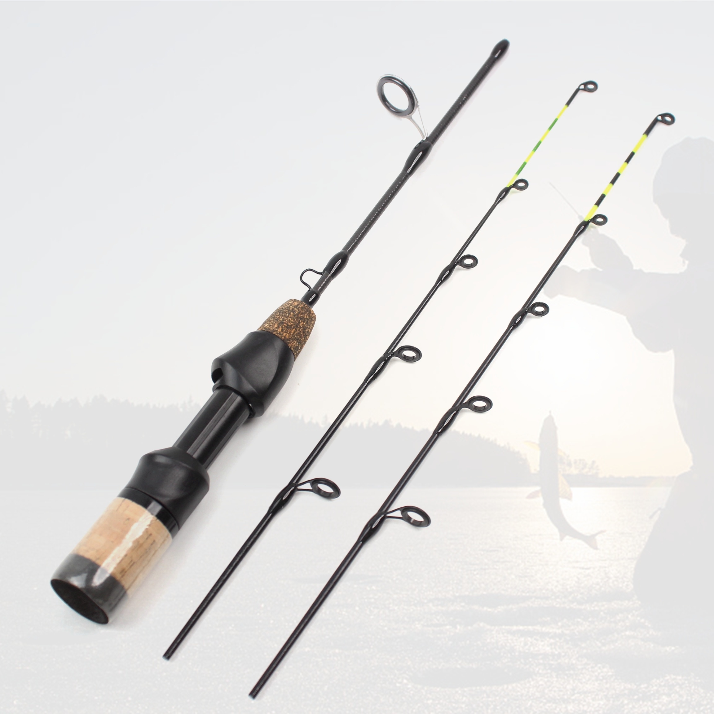 

2pcs Seachaser 55cm/1.80ft Carbon Fiber Ice Fishing Rods, Black - Portable, Telescopic, Medium Action For Winter Fishing, Ideal For Carp & Fish - Perfect Gift For Holidays, Fishing Gear