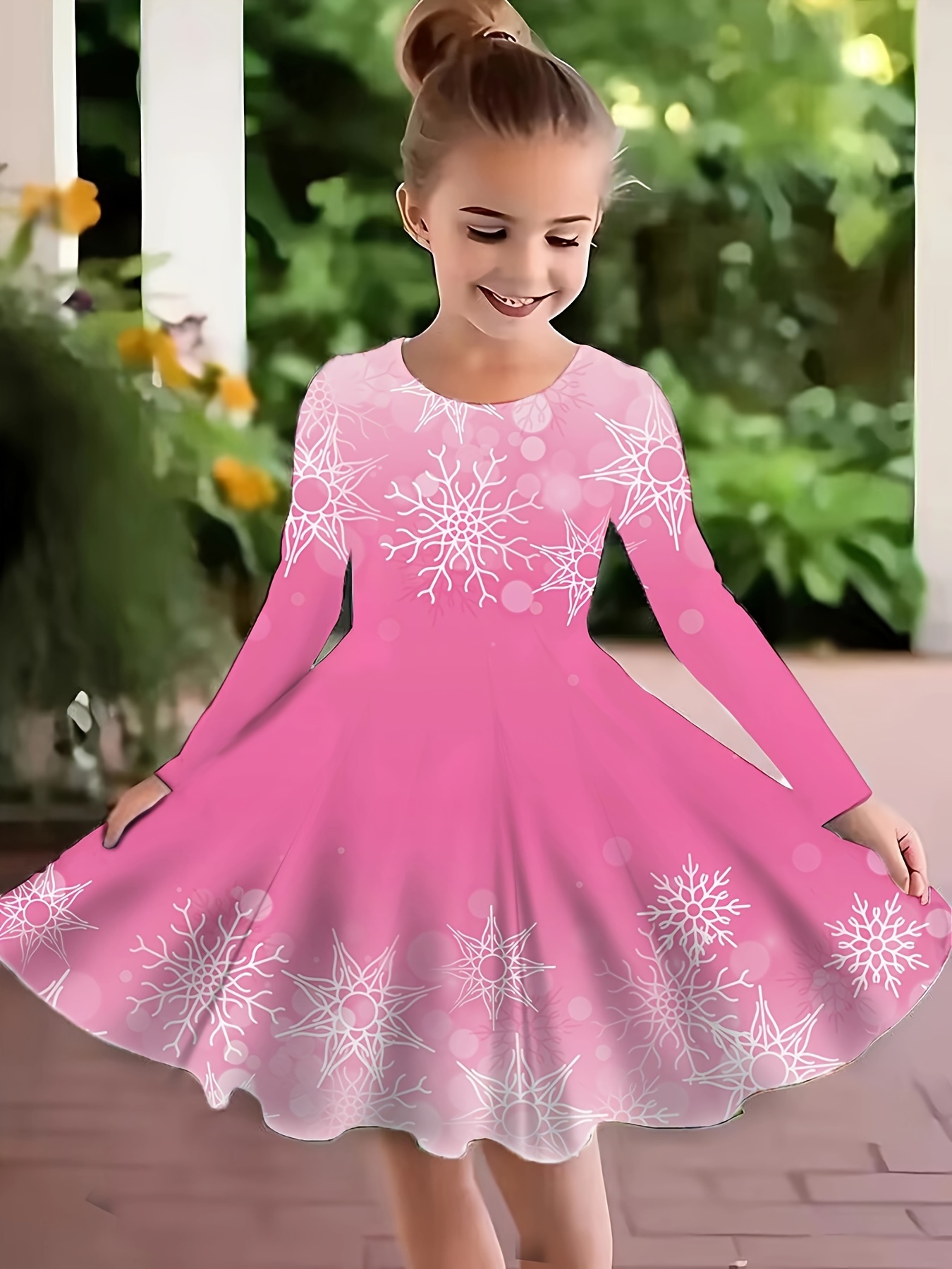 girls sparkling snowflake snowman dress faux fur trim long - Temu Hungary