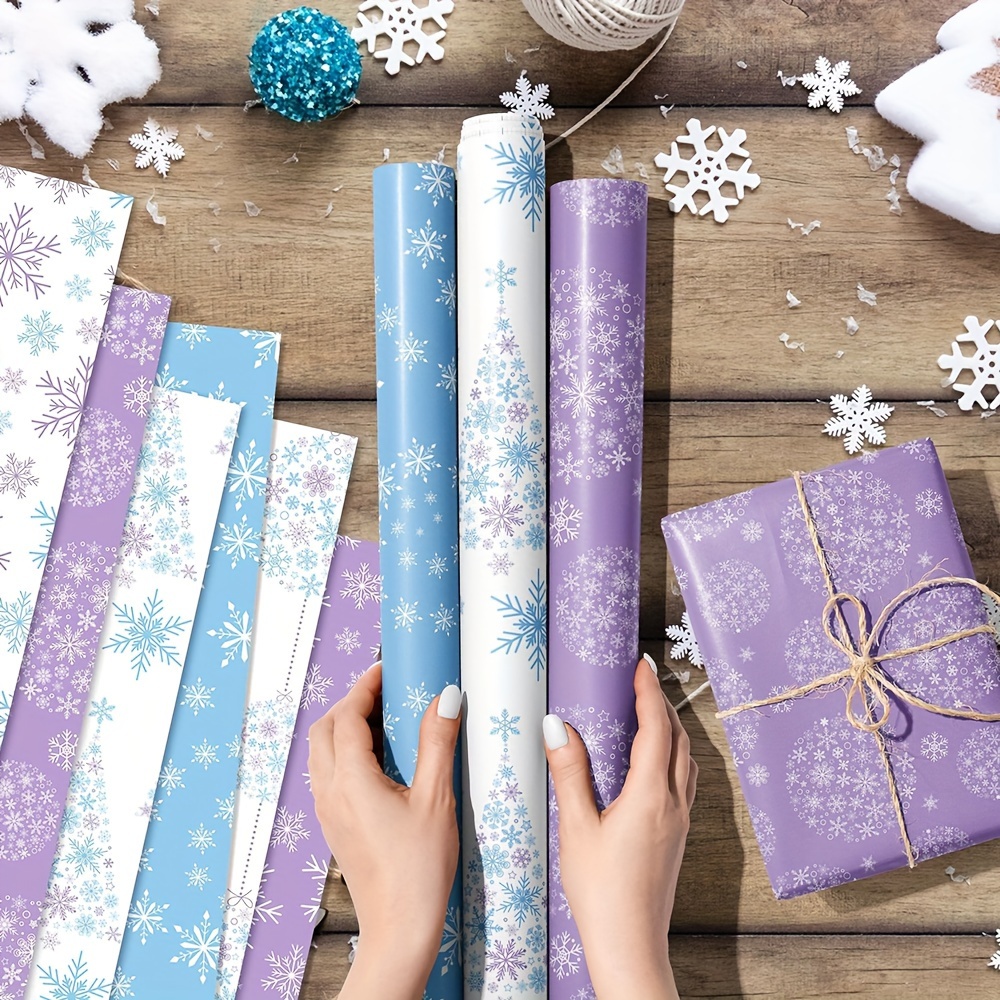 

Snowflake Christmas Gift Wrap Paper - 6 Sheets, & White Decorative Paper With Christmas , Multipurpose Holiday Presents Wrapping For Birthday & , Large Size 20x27 Inches