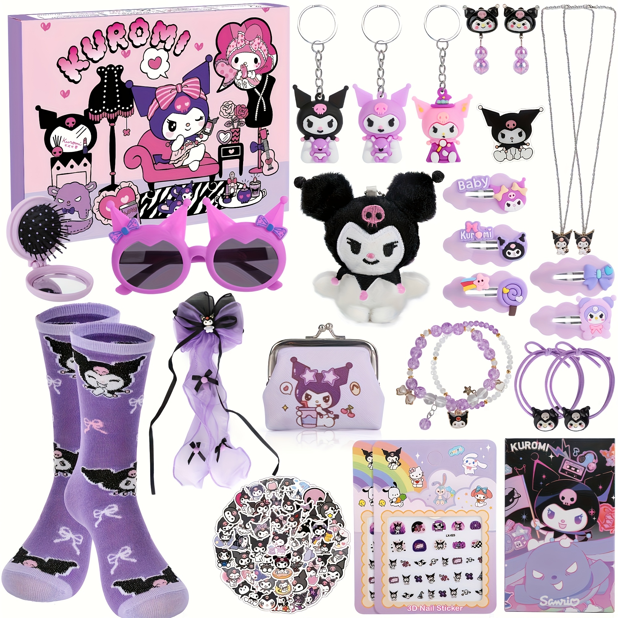 TEMU Christmas Kuromi Calendar Mystery Box Mysterious Toys, Multi Functional Gift Gift Pack Gothic Cute Long Socks For Girls And Teenagers Gifts