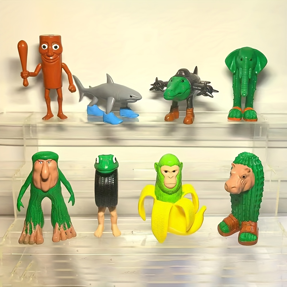 TEMU 8pcs Tung Tung Tung Plush Figures - Mythical Creatures From Chinese & Western Folklore, Funny Poseable Action Figures With , Collectible Display