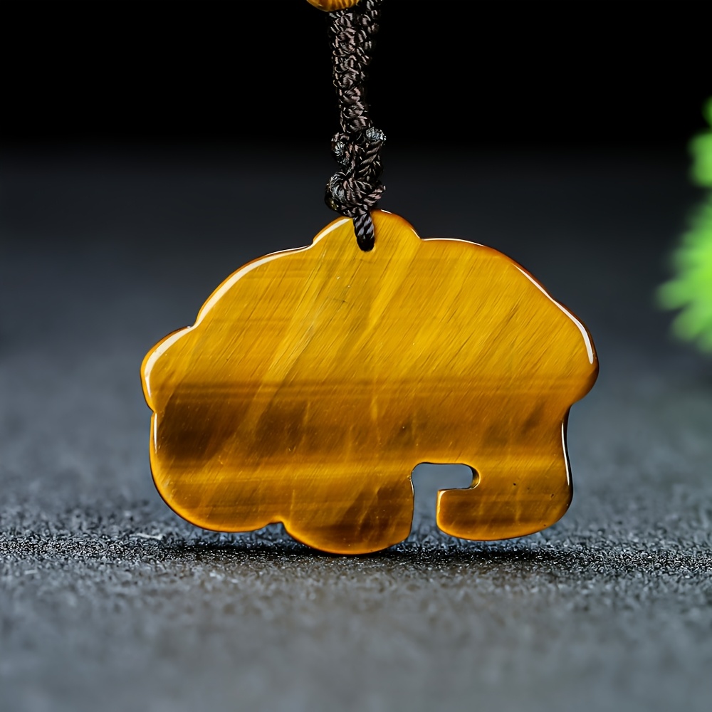 Handcrafted Tiger's Eye Elephant Pendant Necklace