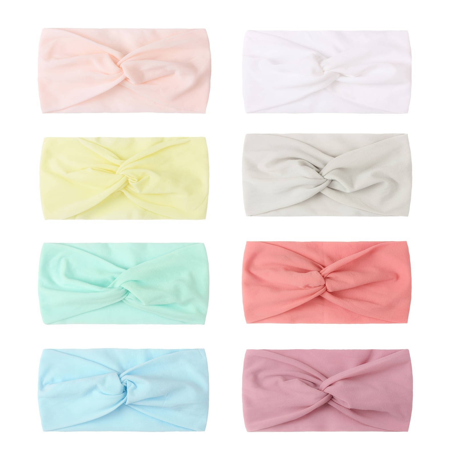 Image of 8pcs Colored Nylon Cross Headband Cute Baby Elastic Hair Accessory Suitable For Daily Use