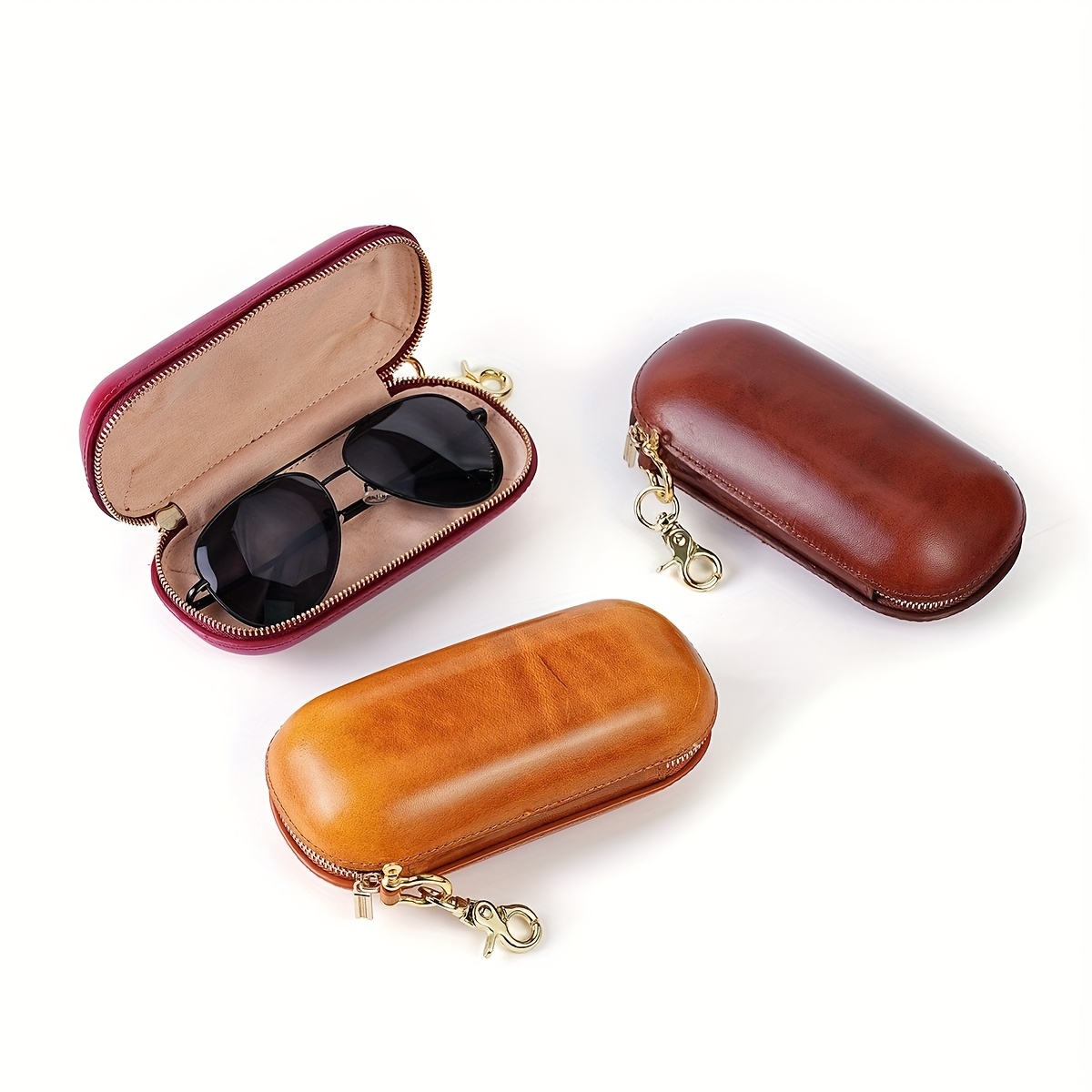 Handmade Vegetable-Tanned Leather Eyeglass Case, Retro Capsule Design
