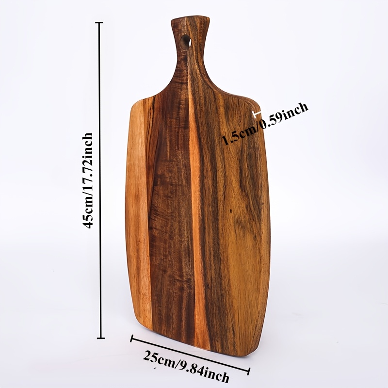 Image of Long Handle Acacia Wood Cutting Board Solid Wood Chopping Board Vegetable Board Afternoon Tea Cake Snack Tray Home Long Strip Wooden Board Creative Shooting Props