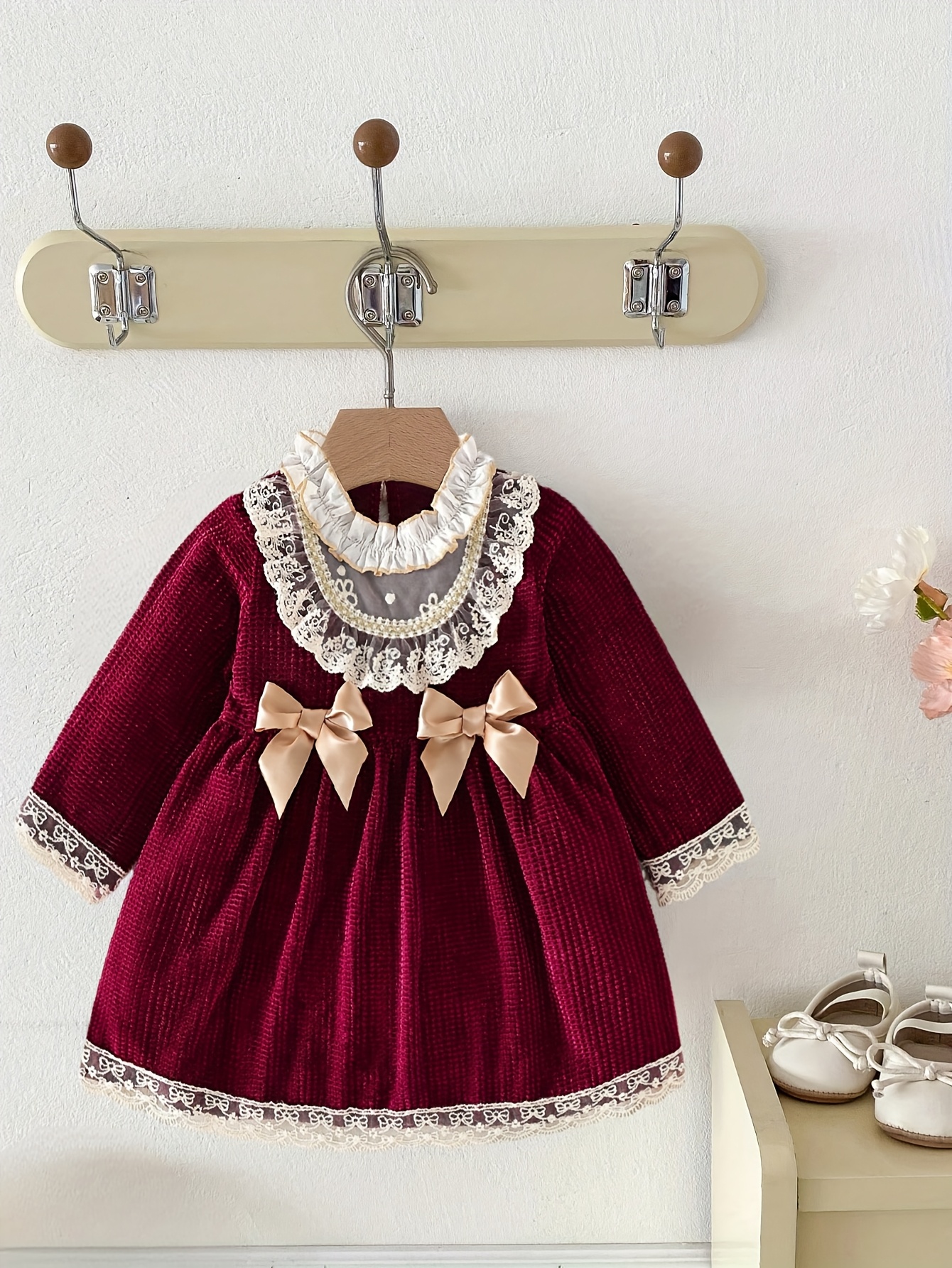 Girls' Valentine's Day Outfit, Valentine's Day Gift, Girls' Autumn/* Velvet  Dress, Exquisite Apparel, Girls' Elegant and Sweet Outfit, Cute and  Fashionable Lace Trim Bow * Dress, Girls' Delicate ...