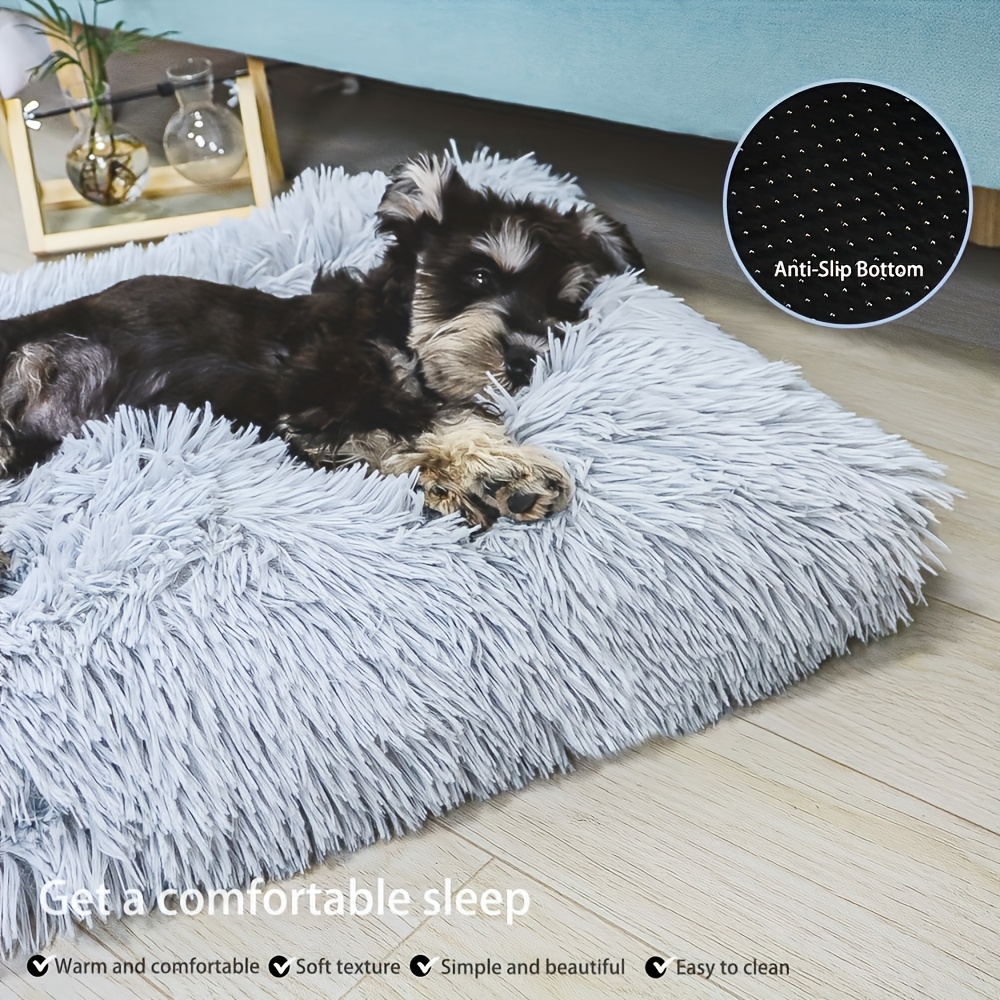 1pc extra large fleece lined dog bed cat mat thickened comfortable warm polyester easy to remove washable square   dog breeds sizes pet bedding   furniture plush pet furniture durable pet furniture Product details 1