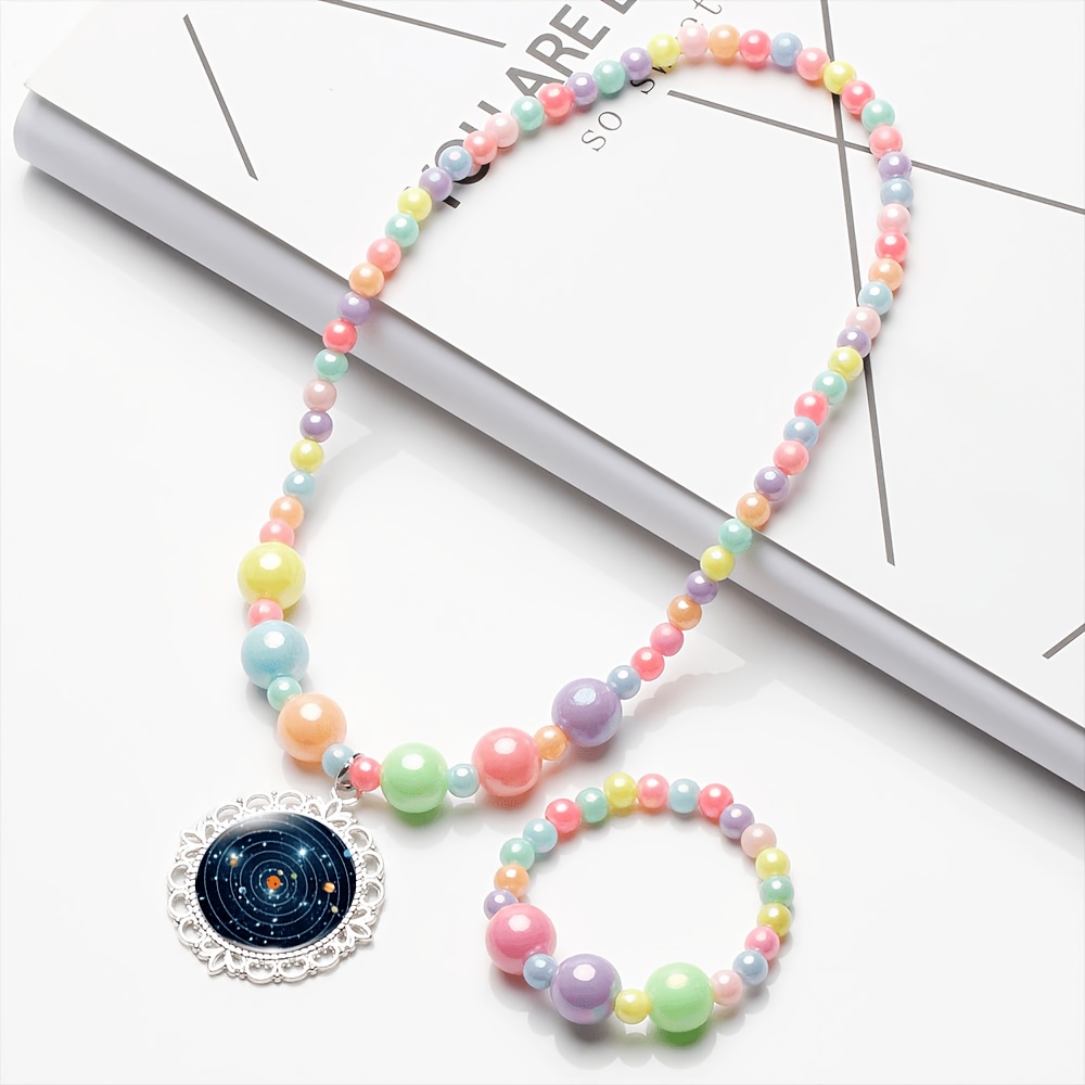 2pc Women's Educational Poster Jewelry Set, Planet Design