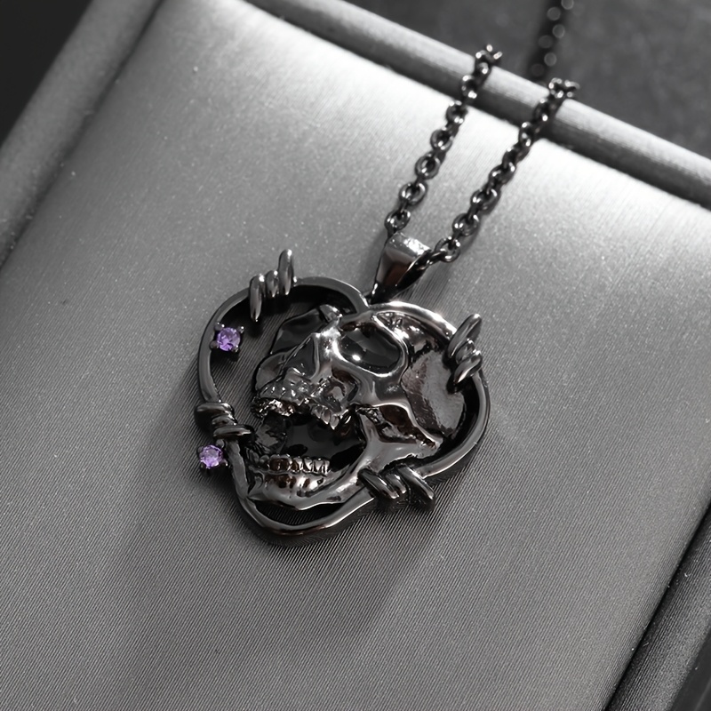 Dark Style Skull Love Pendant Necklace, Hip-Hop Clavicle Chain