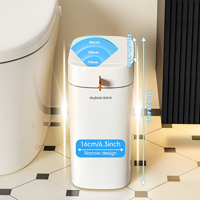 TEMU Poubelle auto-scellante 14L - Conteneur à déchets 3,79 gal, doté d'un capteur infrarouge de 10 secondes, rechargeable via USB-C, idéal pour les