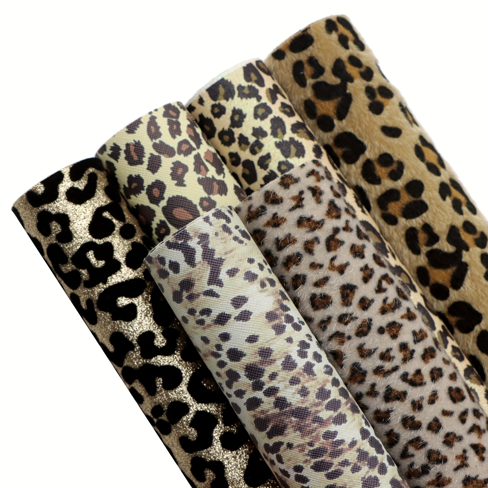 

6pcs Set Of Glittery Leopard Print Velvet Leather Sheets, 7.7x12.9" - Ideal For Diy Bows, Belts, Earrings, Handbags, Phone Cases & More - Diverse Colors & Patterns For Crafting And Handmade Projects