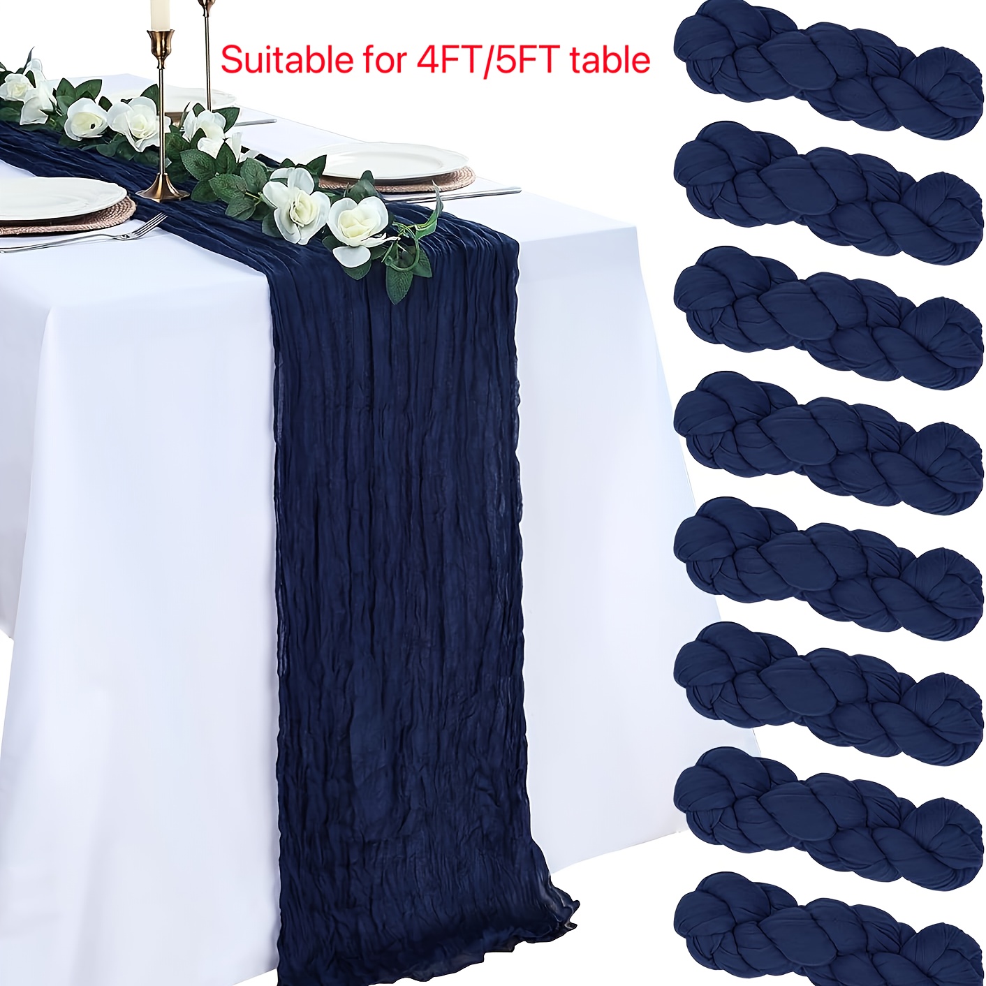 TEMU 8pcs Halloween & Christmas Table Decor Set: This Bohemian-style Gauze Table Runner Features A Rustic, Coarse-weave Fabric, Making It Perfect For